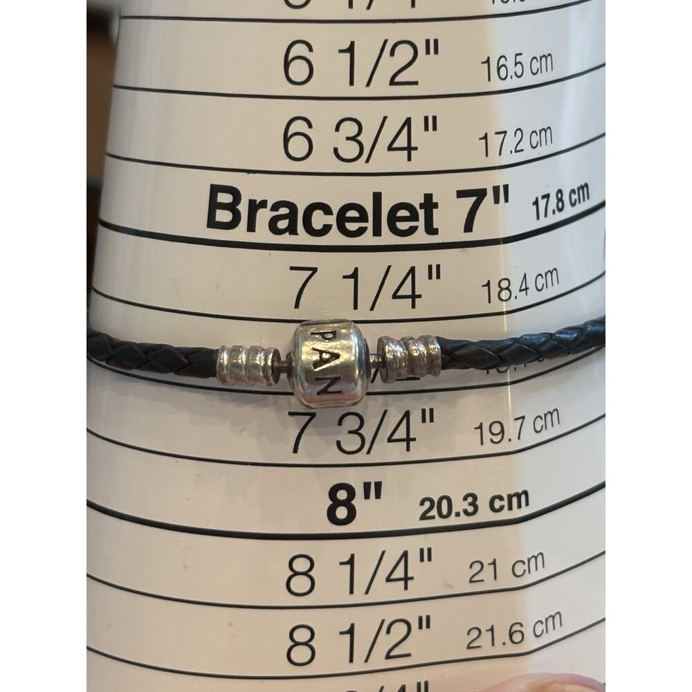 Pandora Moments Bracelet Sterling Silver Black Braided Leather 7.5” ALE 925 - Picture 2 of 2